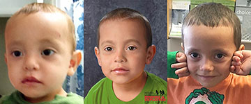 three images of a young boy
