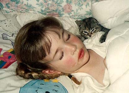 sleeping Morgan with cat