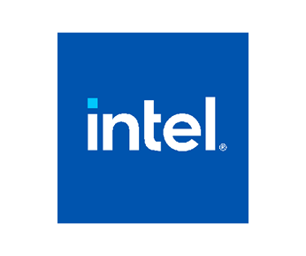 blue box with intel written in white