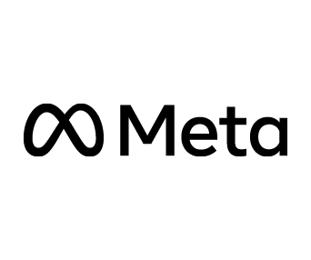 black infinity symbol with meta written in black next to it