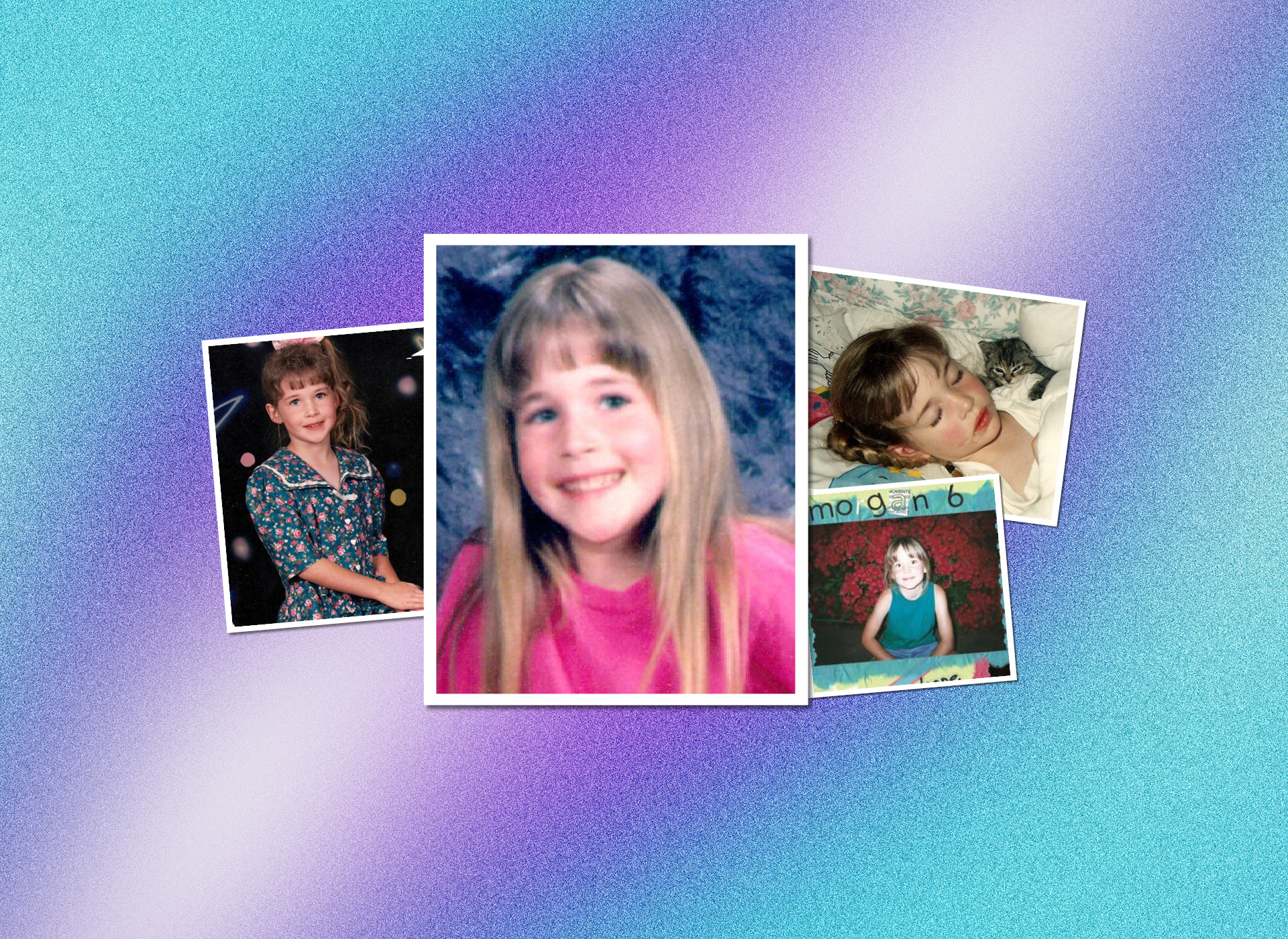four photo collage of morgan, a young girl with blonde hair