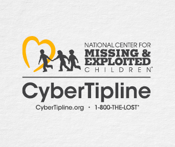 cybertipline branding logo stacked with NCMEC logo