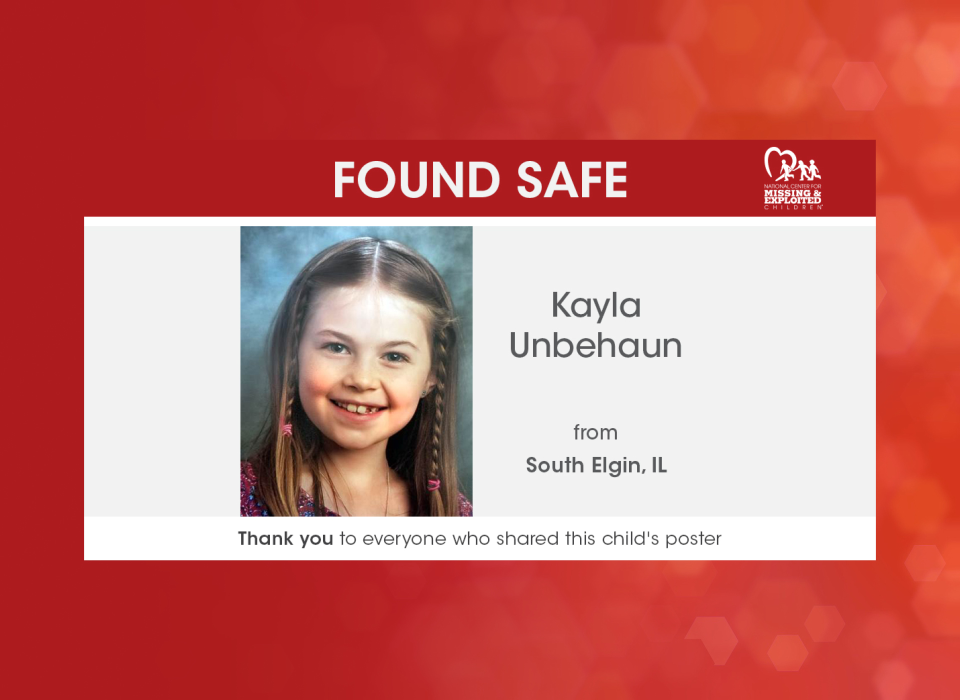 kayla unbehaun found safe